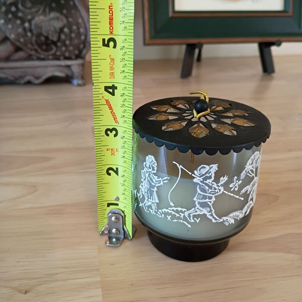 Libbey Mary Gregory Vintage Asian Glass Scented Candle with Metal Lid 3.25" - Picture 11 of 11